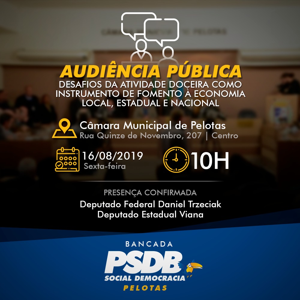 Bancada do PSDB promove audiência pública sobre atividade doceira