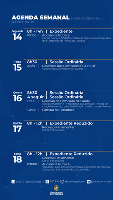 Agenda Legislativa: 14/07 - 18/07