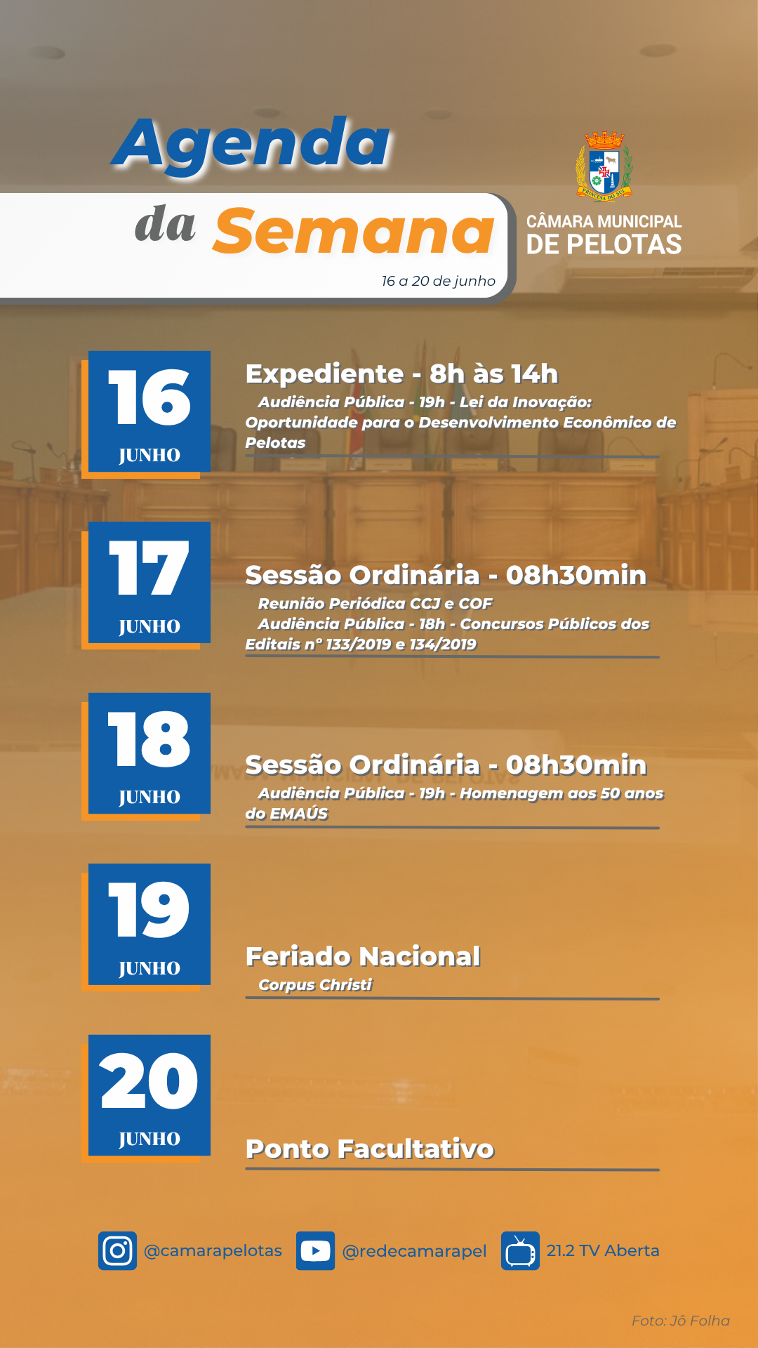 Agenda Legislativa: 16/06 - 20/06