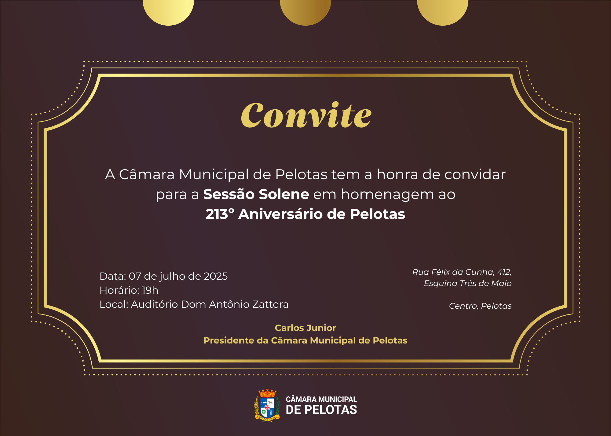Convite - Sessão Solene 07/07
