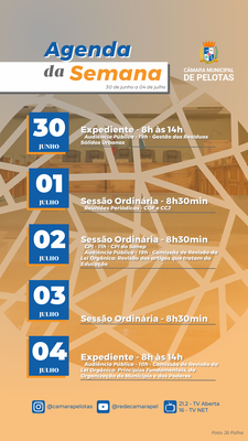Agenda Legislativa: 30/06 - 04/07