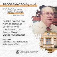 Sessão Solene homenageará centenário de Mozart Victor Russomano